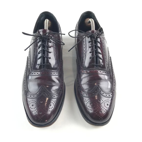 FLORSHEIM Mens Leather Burgundy Wingtip Shoes 10 D main image 4